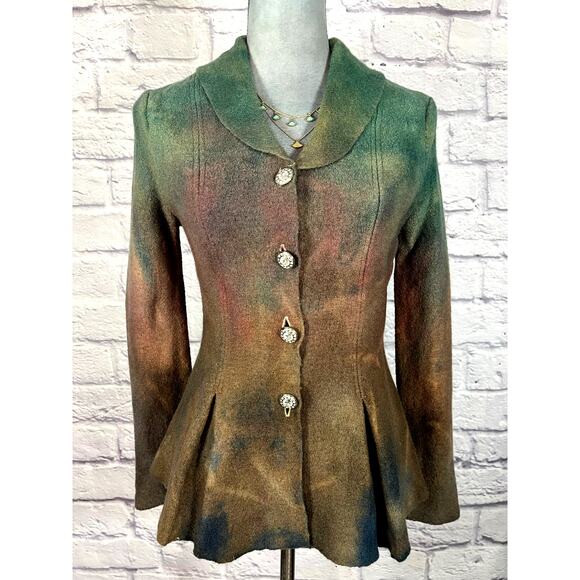 Reworked Custom Dyed Felted Wool Peplum Blazer Jacket - Picture 1 of 11